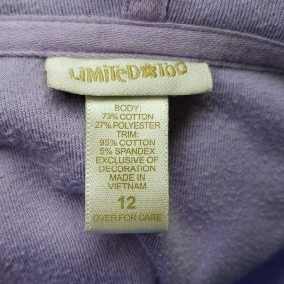 Limited Too Purple Zip Up‎ Hoodie size 12 soft - Picture 6 of 6